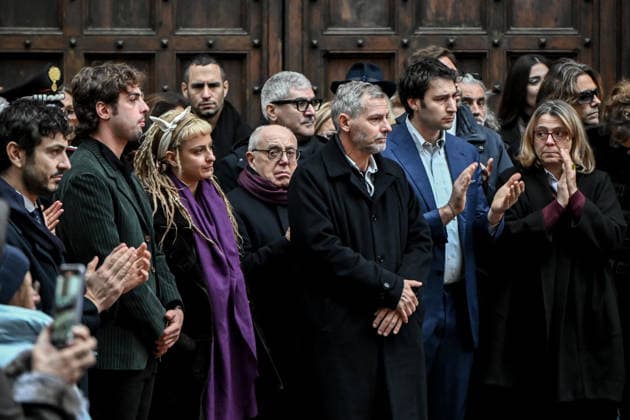 November 24, 2025, Milano, Mi, Italia: Cristiano Ardenzi, nephews Matteo , Camilla pictured during Ornella Vanoni s funeral in Milan Nov 24th 2025 Milano Italia  - ZUMAa289 20251124_zia_a289_093 Copyright: xNicolaxMarfisi Agfx