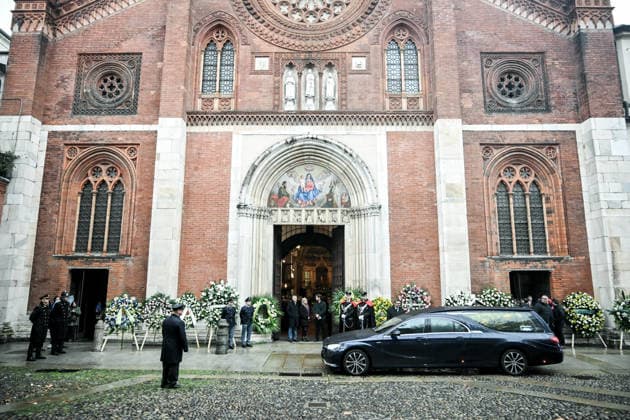 November 24, 2025, Milano, Mi, Italia: Cristiano Ardenzi, nephews Matteo , Camilla pictured during Ornella Vanoni s funeral in Milan Nov 24th 2025 Milano Italia  - ZUMAa289 20251124_zia_a289_060 Copyright: xNicolaxMarfisi Agfx