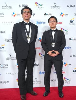 53rd International Emmy Awards NEW YORK, US - NOV 24: Japanese executive producer Kenichi Matsumiya (L) and Japanese director Kensho Omori pose during the 53rd International Emmy Awards Gala on Monday night, November 24, 2025, in New York City. Selcuk Acar Anadolu New York United States. Editorial use only. Please get in touch for any other usage.  Copyright: x2025xAnadoluxSelcukxAcarx