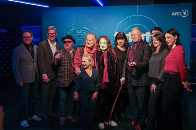 Premiere Münster-Tatort. Pressetermin zur Premiere des neuen ;Münster-Tatort Die Erfindung des Rades. Die Ausstrahlung ist am 7. Dezember im Ersten und der ARD Mediathek. u.a. mit Axel Prahl, als Frank Thiel und Mechthild Großmann, als Wilhelmine Klemm, Claus D. Clausnitzer, als Herbert Vaddern Thiel, Björn Meyer, als Mirko Schrader, ChrisTine Urspruch, als Silke Haller. Münster, Nordrhein-Westfalen, DEU, Deutschland, 25.11.2025