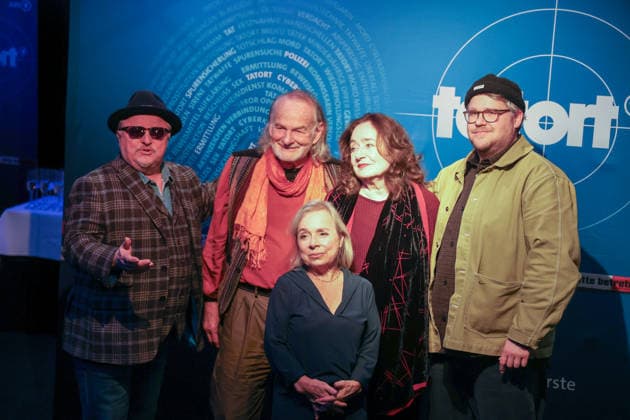 Premiere Münster-Tatort. Pressetermin zur Premiere des neuen ;Münster-Tatort Die Erfindung des Rades. Die Ausstrahlung ist am 7. Dezember im Ersten und der ARD Mediathek. Axel Prahl, als Frank Thiel und Mechthild Großmann, als Wilhelmine Klemm, Claus D. Clausnitzer, als Herbert Vaddern Thiel, Björn Meyer, als Mirko Schrader, ChrisTine Urspruch, als Silke Haller. Münster, Nordrhein-Westfalen, DEU, Deutschland, 25.11.2025
