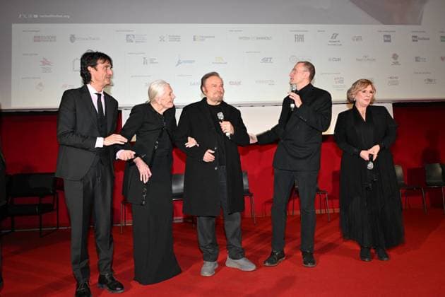 43rd Turin Film Festival - Awarding of The Mole Stella to Vanessa Redgrave Franco Nero, Vanessa Redgrave Franco Nero, Vanessa Redgrave during the 43rd Turin Film Festival - Awarding of The Mole Stella to Vanessa Redgrave. Day 4 - Mole Stars Award to Vanessa Redgrave. Turin, Italy on November 25, 2025. Photo by Maurizio D Avanzo MD Photo IPA ABACAPRESS.COM Turin Italy  Copyright: xIPA ABACAx