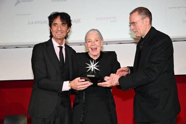 43rd Turin Film Festival - Awarding of The Mole Stella to Vanessa Redgrave Giulio Base, Vanessa Redgrave, Carlo Gabriel Nero during the 43rd Turin Film Festival - Awarding of The Mole Stella to Vanessa Redgrave. Day 4 - Mole Stars Award to Vanessa Redgrave. Turin, Italy on November 25, 2025. Photo by Maurizio D Avanzo MD Photo IPA ABACAPRESS.COM Turin Italy  Copyright: xIPA ABACAx