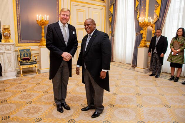 26-11-2025 Palace King Willem-Alexander during the credentials (geloofsbrieven) of the Ambassador of the Republic of Suriname, His Excellency R. W. Panka, at palace Noordeinde in The Hague. Â  Copyright: xPPEx