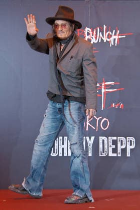 Actor Johnny Depp attends a press conference for his exhibition A Bunch of Stuff -Tokyo in Tokyo, Japan on Thursday, November 27, 2025. His art exhibition will open November 28 to May 6, 2026.  TKP2025112720 KEIZOxMORI