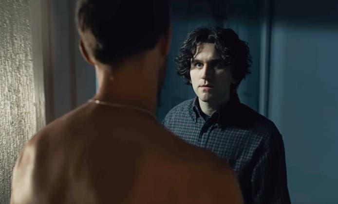 Harry Melling and Alexander Skarsgard Harry Melling and Alexander Skarsgard in a scene from (C)A24 new movie: Pillion (2025). Plot: A directionless man is swept off his feet when an enigmatic, impossibly handsome biker takes him on as his submissive. LMK110-J11446-271125 Supplied by LMKMEDIA. Editorial Only. Landmark Media is not the copyright owner of these Film or TV stills but provides a service only for recognised Media outlets.