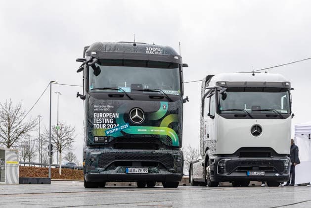 Jahresveranstaltung Strategiedialog Automobilwirtschaft BW (SDA) in Stuttgart. E-Trucks von Daimler Truck. 26.11.2025. Stuttgart, Baden-Württemberg, Deutschland