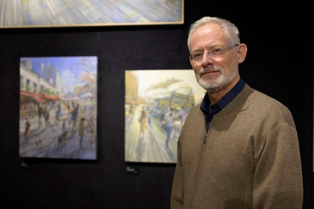Kerdalo (französischer Künstler Laurent Parcelier, geb. 1962 in Chamalieres) beim Artistalk in der Galerie Cavatina Art Concept, München am 27.11.2025