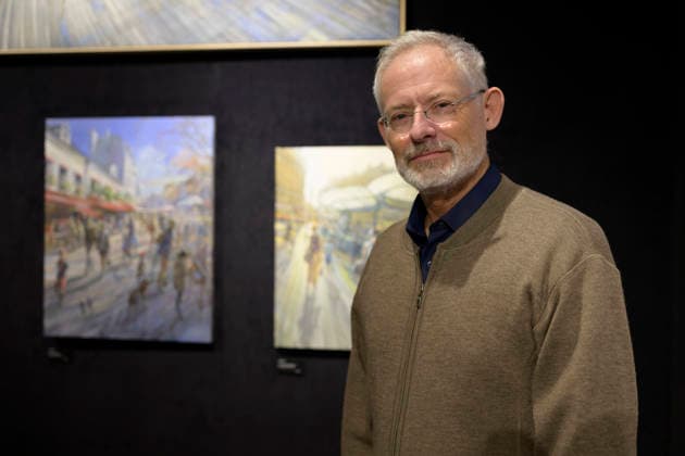 Kerdalo (französischer Künstler Laurent Parcelier, geb. 1962 in Chamalieres) beim Artistalk in der Galerie Cavatina Art Concept, München am 27.11.2025