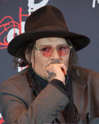 Actor Johnny Depp attends a press conference for his art exhibition A Bunch of Stuff -Tokyo at NEWoMan Takanawa in Tokyo, Japan on November 27, 2025.  aflo_312108084