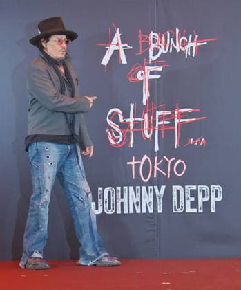 Actor Johnny Depp attends a press conference for his art exhibition A Bunch of Stuff -Tokyo at NEWoMan Takanawa in Tokyo, Japan on November 27, 2025.  aflo_312108093
