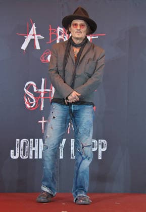 Actor Johnny Depp attends a press conference for his art exhibition A Bunch of Stuff -Tokyo at NEWoMan Takanawa in Tokyo, Japan on November 27, 2025.  aflo_312108094