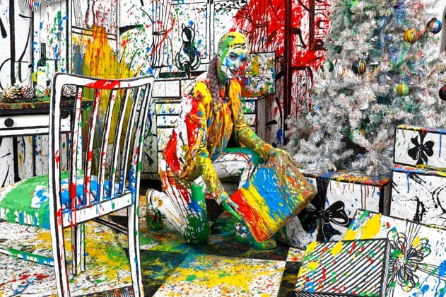 Bodyart: Colour Christmas Splash Performance mit Model Tatjana Heinz im Studio Düsterwald. Hameln, 30.11.2025 - BodyArt-Künstler: Jörg Düsterwald