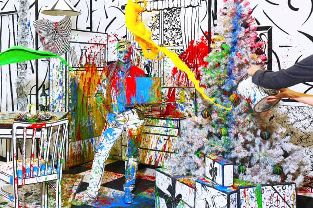 Bodyart: Colour Christmas Splash Performance mit Model Tatjana Heinz im Studio Düsterwald. Hameln, 30.11.2025 - BodyArt-Künstler: Jörg Düsterwald