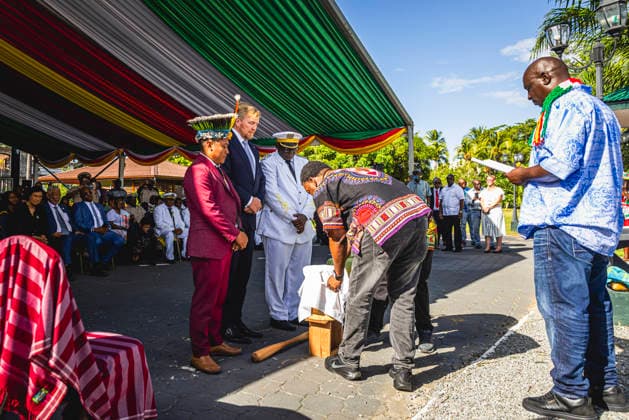 01-12-2025 Enslaved King Willem-Alexander and Queen Maxima visited the Court of Justice on the 1st day of the 3 day statevisit to Suriname. Surinamese President Jennifer Geerlings-Simons and her husband Glenn Geerlings Â  Copyright: xPPEx