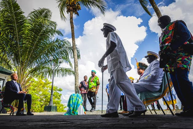 01-12-2025 Enslaved King Willem-Alexander during a meeting with representatives of descendants of enslaved people and indigenous communities on the 1st day of the 3 day statevisit to Suriname. Â  Copyright: xPPEx