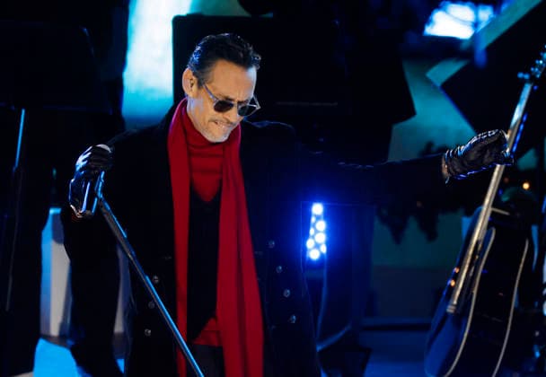 Marc Anthony performs at the 93rd annual Rockefeller Center Christmas Tree lighting ceremony takes place in New York City on Wednesday, December 3, 2025. The 75-foot-tall Norway Spruce came from a home in East Greenbush, New York.  NYP20251203106 JOHNxANGELILLO