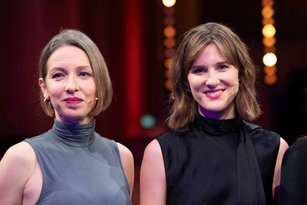 v.l. Preistraegerin Katharina WILLINGER, Preistraegerin Sophie von der TANN, Hanns-Joachim-Friedrichs-Preis 2025, Verleihung am 04.12.2025, in Koeln.