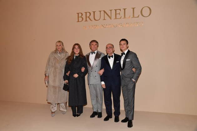 Rome, Cinecitta Studios Premiere of the Film Brunello Il Visionario Garbato , In the photo: Giuseppe Tornatore Roberta Pacetti and daughter Brunello Cucinelli Saul Nanni  Copyright: xVincenzoxLandix xipa-agency.netx xVincenzoxLandix IPA_Agency_IPA68756557