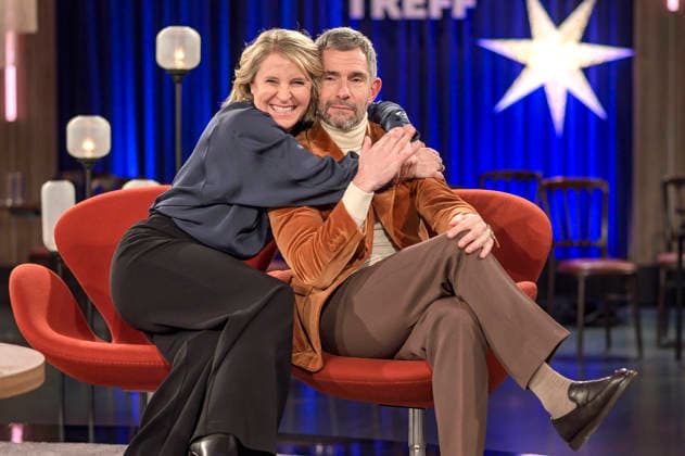 Susan Link und Micky Beisenherz bei der Aufzeichnung der WDR-Talkshow Kölner Treff im WDR Studio BS 3. Köln, 04.12.2025