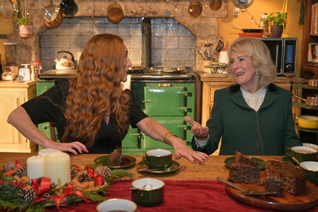 Queen Camilla visits the set of the TV Show Rivals Queen Camilla chats with Victoria Smurfit, as she visits the set of the TV Show Rivals in Bristol, UK, on the 8th December 2025. Picture by Anthony Upton WPA-Pool Bristol Bristol United Kingdom  WHA-0806