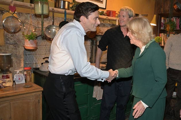 Queen Camilla visits the set of the TV Show Rivals Queen Camilla talks to David Tennant as she visits the set of the TV Show Rivals in Bristol, UK, on the 8th December 2025. Picture by Anthony Upton WPA-Pool Bristol Bristol United Kingdom  WHA-0806