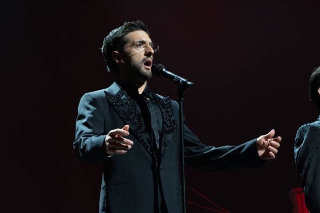 December 9, 2025, Madrid, Spain: Piero Barone from Il Volo performs at Movistar Arena in Madrid. Madrid Spain - ZUMAs197 20251209_aaa_s197_219 Copyright: xAtilanoxGarciax