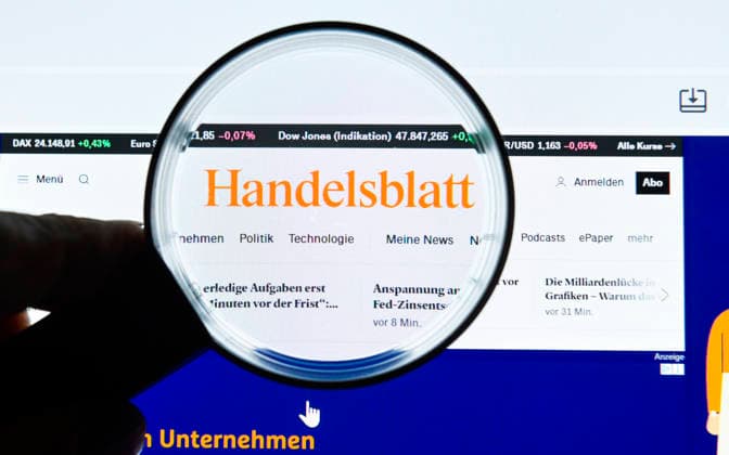 handelsblatt.de, website, Internet, Lupe, Monitor