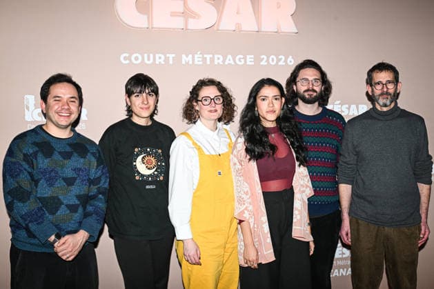 Photocall Courts Metrages Cesar 2026 in Paris FA (L-R) Guests, Natalia Leon, a guest and Luc Camilli pose for a photocall during the Brunch of Courts Metrages Cesar 2026 in Paris on December 14, 2025. Photo by Firas Abdullah ABACAPRESS.COM Paris Ile-de-France France  Copyright: xAbdullahxFiras ABACAx
