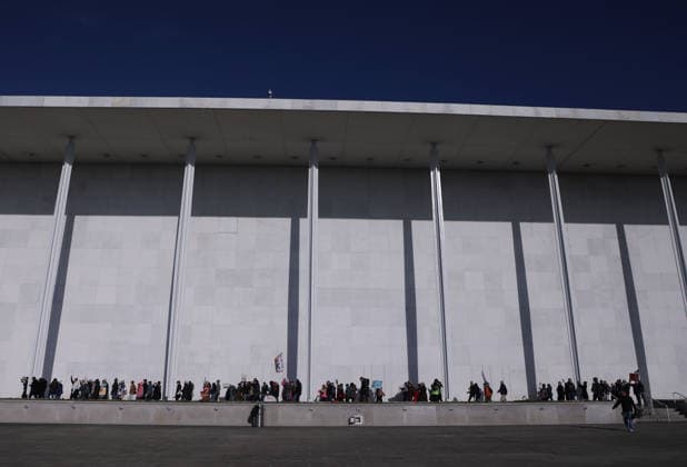 Protest against the name of Donald J. Trump to the Kennedy Center In Washington DC, USA. Demonstrators hold signs as they protest in front of the John F. Kennedy Memorial Center for the Performing Arts building, in Washington, D.C., USA, on December 20, 2025. Activists opposed adding the name Donald J. Trump to the Kennedy Center for the Performing Arts. Washington DC USA  Copyright: xMatrixxImagesx xGentxShkullakux