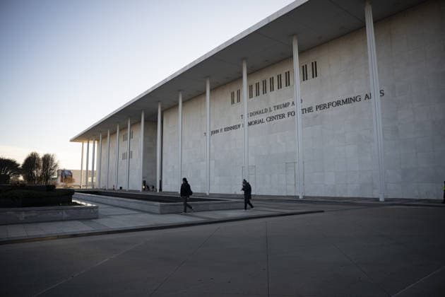 Donald Trump and John F. Kennedy Center WASHINGTON DC, UNITED STATES - DECEMBER 29: A view of the John F. Kennedy Center for the Performing Arts which was recently renamed the The Donald J. Trump and John F. Kennedy Memorial Center for the performing arts in Washington, DC on December 29, 2025. Celal Gunes Anadolu Washington United States. Editorial use only. Please get in touch for any other usage.  Copyright: x2025xAnadoluxCelalxGunesx