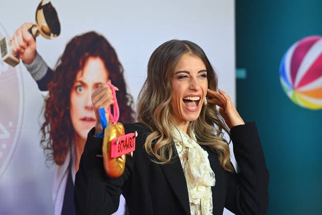 Cathy HUMMELS (FISCHER), Einzelbild,angeschnittenes Einzelmotiv,Portraet,Portrait,Porträt. Premiere EXTRAWURST am 08.01.2026 im Mathaeser Kino in Muenchen.