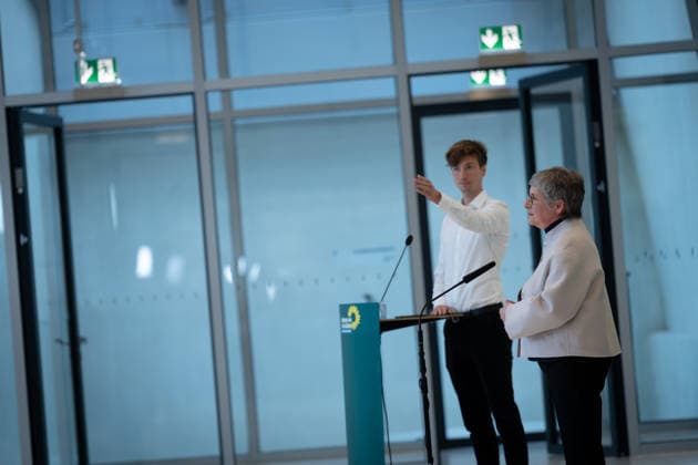 Pressestatement, Bündnis 90 Die Grünen, Britta Haßelmann Pressestatement, Reichstagsgebäude, Bundestagsfraktion, Bündnis 90 Die Grünen, Vorsitzende, Britta Haßelmann Berlin Berlin GER