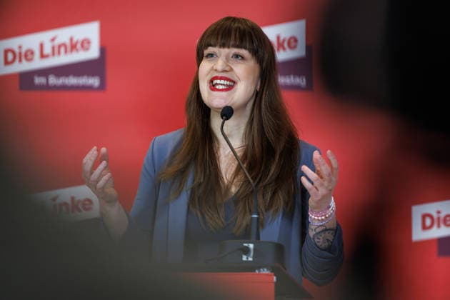 Statement Die Linke Heidi Reichinnek (Die Linke) bei einem Statement am 27.01.26 in Berlin. Berlin Berlin Deutschland Reichstag