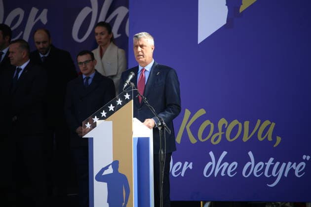 11th anniversary of independence of Kosovo PRISTINA, KOSOVO - FEBRUARY 17: President of Kosovo Hashim Thaci speaks during a military parade held within the celebrations of the 11th anniversary of independence of Kosovo in Pristina, Kosovo on February 17, 2019. Kosova World. Editorial use only. Please get in touch for any other usage.  Copyright: x2025xAnadoluxErkinxKecix