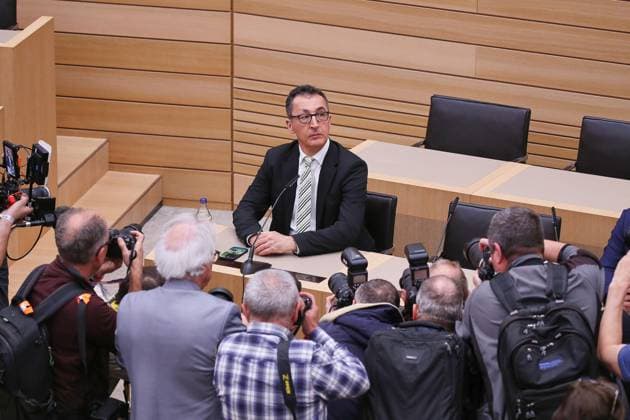 Stuttgart, Baden-Württemberg, Deutschland, 08.03.2026: Landtag: Landtagswahl 2026: Cem Özdemir, Grüne, in der Landespressekonferenz am Wahlabend Copyright: xdtsxNachrichtenagenturx dts_109997