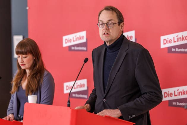 Statement Die Linke Heidi Reichinnek und Soeren Pellmann (Die Linke) bei einem Statement am 17.03.26 in Berlin. Berlin Berlin Deutschland Reichstag