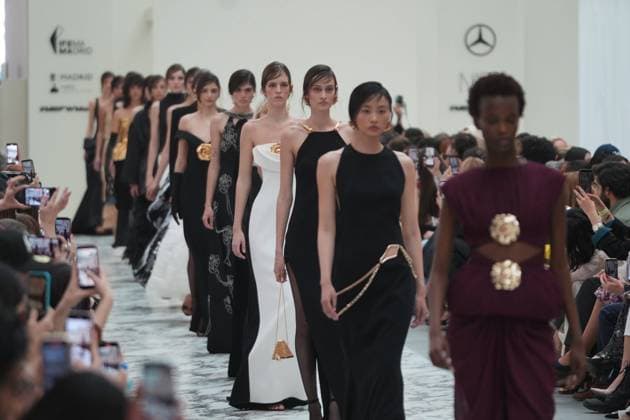 A model wears at collection runway a creation from Isabel Sanchis during Pasarela Cibeles Mercedes-Benz Fashion Week Madrid 2026 in Madrid, on Wednesday , 18 March 2026. Cordon Press