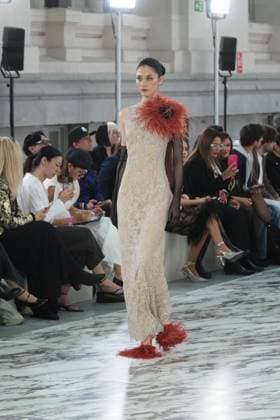 A model wears at collection runway a creation from Claro Couture during Pasarela Cibeles Mercedes-Benz Fashion Week Madrid 2026 in Madrid, on Wednesday , 18 March 2026. Cordon Press