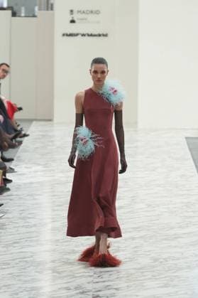 A model wears at collection runway a creation from Claro Couture during Pasarela Cibeles Mercedes-Benz Fashion Week Madrid 2026 in Madrid, on Wednesday , 18 March 2026. Cordon Press