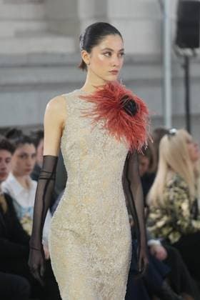 A model wears at collection runway a creation from Claro Couture during Pasarela Cibeles Mercedes-Benz Fashion Week Madrid 2026 in Madrid, on Wednesday , 18 March 2026. Cordon Press