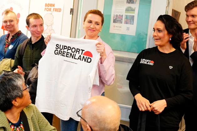 Denmark Election Denmarks Prime Minister and The Social Democrats leader Mette Frederiksen meets Greenlandic voters during her campaign on election day, in Aalborg, Denmark, Tuesday, March 24, 2026. (Photo: Henning Bagger Scanpix 2026) , Aalborg Denmark Copyright: HenningxBaggerx spdk20260324-121412-L