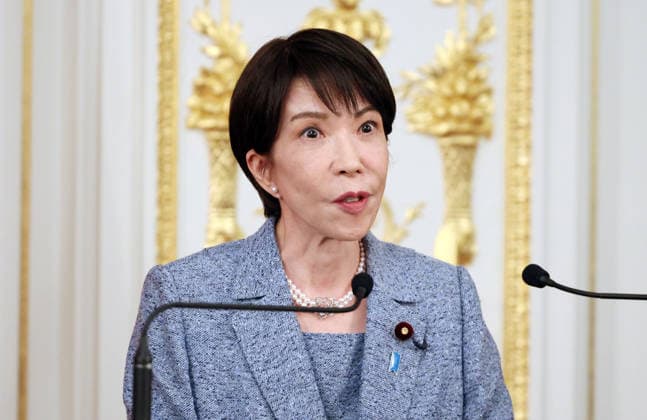 August 30, 2022, Tokyo, Japan: Japanese Prime Minister Sanae Takaichi announces a statement after she talked with Indonesian President Prabowo Subianto at the Akasaka guesthouse in Tokyo. Prabowo is now in Tokyo on a three-day official visit to Japan. Tokyo Japan  - ZUMAz114 20220830_zih_z114_050 Copyright: xPOOLx