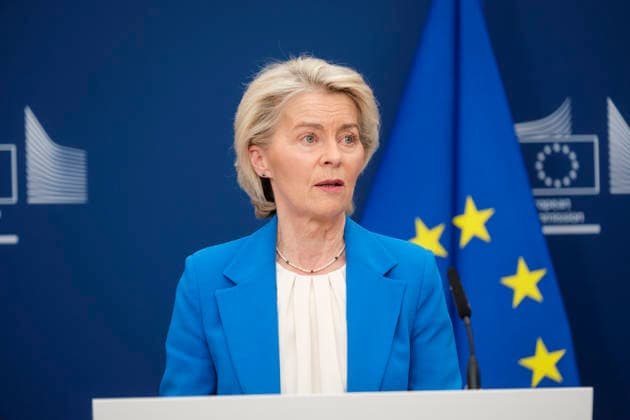 RECORD DATE NOT STATED European Commission President Ursula von der Leyen, April 13, 2026, European Commission President Ursula von der Leyen addressed the media following the Commission™s meeting on Monday, April 13, 2026, at the Berlaymont in Brussels, Belgium. In response to the Middle East crisis, which has driven up the EU™s energy bills by â‚¬22 billion in just 44 days, the European Union is preparing immediate measures to coordinate among member states and support vulnerable households. At the same time, it is accelerating its decarbonization strategy, focusing on renewable and nuclear energy to reduce dependence on fossil fuels and strengthen energy security Brussels Brussel-Wetstraat Brussels-Capital Belgium  Copyright: xThierryxMonassex 459691