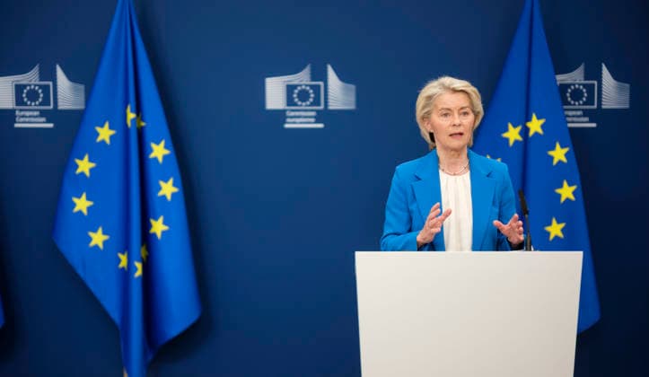 RECORD DATE NOT STATED European Commission President Ursula von der Leyen, April 13, 2026, European Commission President Ursula von der Leyen addressed the media following the Commission™s meeting on Monday, April 13, 2026, at the Berlaymont in Brussels, Belgium. In response to the Middle East crisis, which has driven up the EU™s energy bills by â‚¬22 billion in just 44 days, the European Union is preparing immediate measures to coordinate among member states and support vulnerable households. At the same time, it is accelerating its decarbonization strategy, focusing on renewable and nuclear energy to reduce dependence on fossil fuels and strengthen energy security Brussels Brussel-Wetstraat Brussels-Capital Belgium  Copyright: xThierryxMonassex 459695