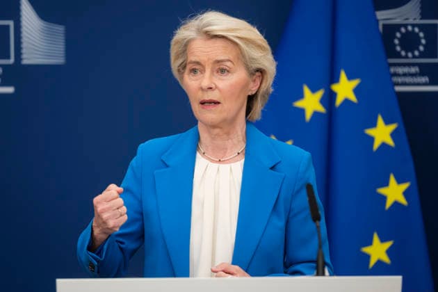 RECORD DATE NOT STATED European Commission President Ursula von der Leyen, April 13, 2026, European Commission President Ursula von der Leyen addressed the media following the Commission™s meeting on Monday, April 13, 2026, at the Berlaymont in Brussels, Belgium. In response to the Middle East crisis, which has driven up the EU™s energy bills by â‚¬22 billion in just 44 days, the European Union is preparing immediate measures to coordinate among member states and support vulnerable households. At the same time, it is accelerating its decarbonization strategy, focusing on renewable and nuclear energy to reduce dependence on fossil fuels and strengthen energy security Brussels Brussel-Wetstraat Brussels-Capital Belgium  Copyright: xThierryxMonassex 459696