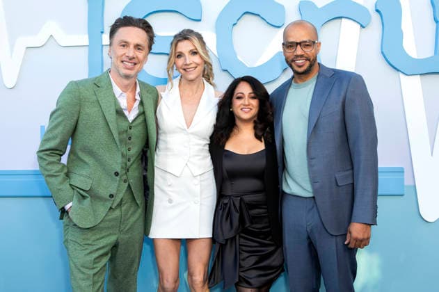 Zach Braff, Sarah Chalke, Aseem Batra und Donald Faison beim Emmy FYC X Finale Event zur ABC-Serie Scrubs im Television Academy s Wolf Theatre. Los Angeles, 14.04.2026