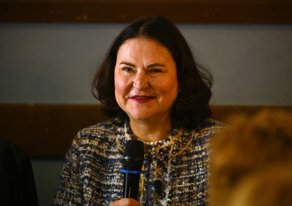 Ambassador of the European Union to Ukraine Katarina Mathernova participates in the Women for a Stronger Ukraine informal breakfast in Kyiv, Ukraine, April 21, 2026. The event brought together 25 Ukrainian women leaders from across sectors for an open discussion on the country’s present and future. (Photo by Yevhen Kotenko Ukrinform) Women for a Stronger Ukraine informal breakfast with EU Ambassador Katarina Mathernova  Copyright: xEVGEN_KOTENKOx