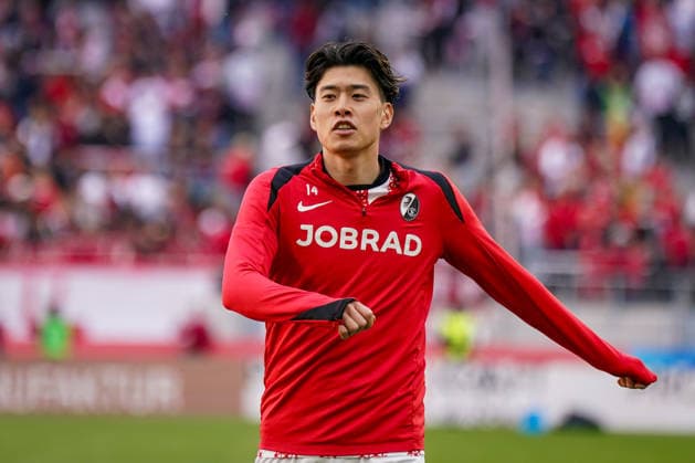 Deutschland: Fussball Bundesliga 2025 - 2026, 30. Spieltag - SC Freiburg vs 1. FC Heidenheim - Europa-Park-Stadion (Freiburg): Yuito Suzuki (SC Freiburg, 14) Copyright: xJOERANxSTEINSIEKx