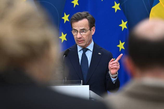 STOCKHOLM, SWEDEN 20260423 Prime Minister Ulf Kristersson M , holds a press conference on the economic consequences of the war in Iran and possible actions ahead STOCKHOLM SWEDEN x10090x  Copyright: xClaudioxBresciani TTx PRESSTRÄFF STATSMINISTERN OM KONSEKVENSER AV KRIGET I IRAN 7tmHRPQoHG8